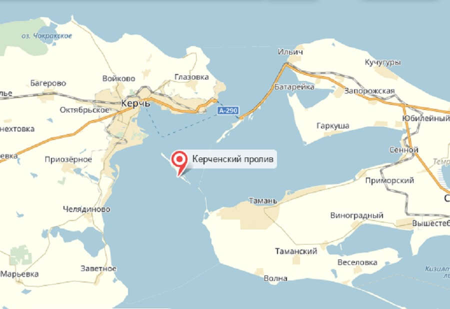 Керченский пролив на карте