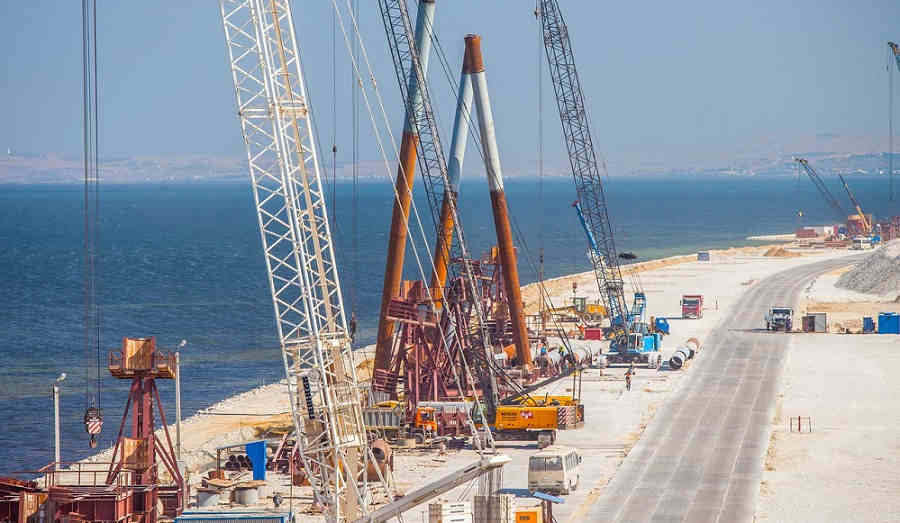 Строительство моста через Керченский пролив сегодня: видео